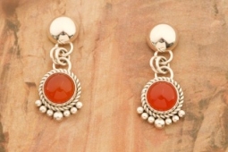 Artie Yellowhorse Genuine Carnelian Sterling Silver Post Earrings